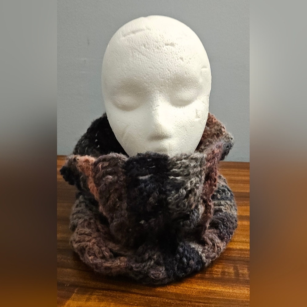 Chunky Multicolor Crocheted Cowl